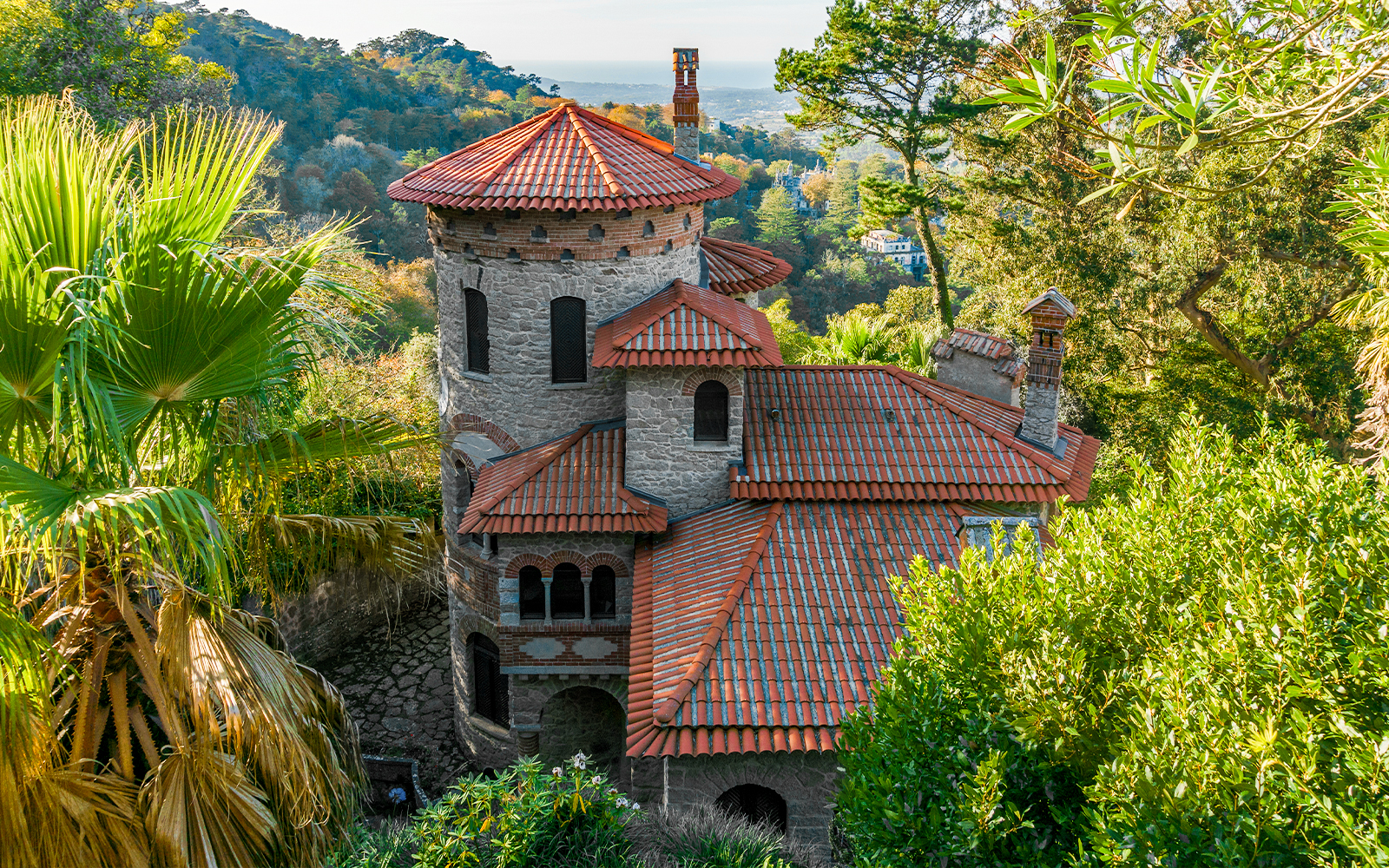 Villa Sassetti surrounded by autumn foliage in Sintra, Lisbon, Portugal.