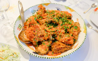 Traditional fish stew with vegetables in Danube Delta, Romania.