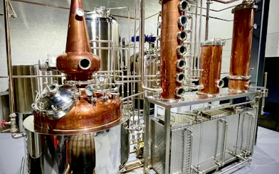 Copper and stainless steel distillation equipment at Fore Distillery.