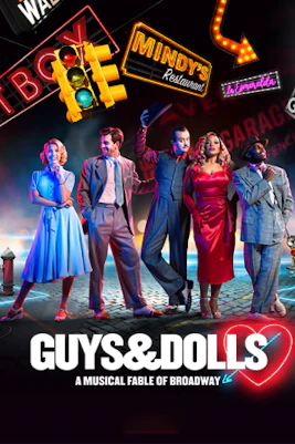 Broadway theater marquee for "Guys & Dolls" in New York City.