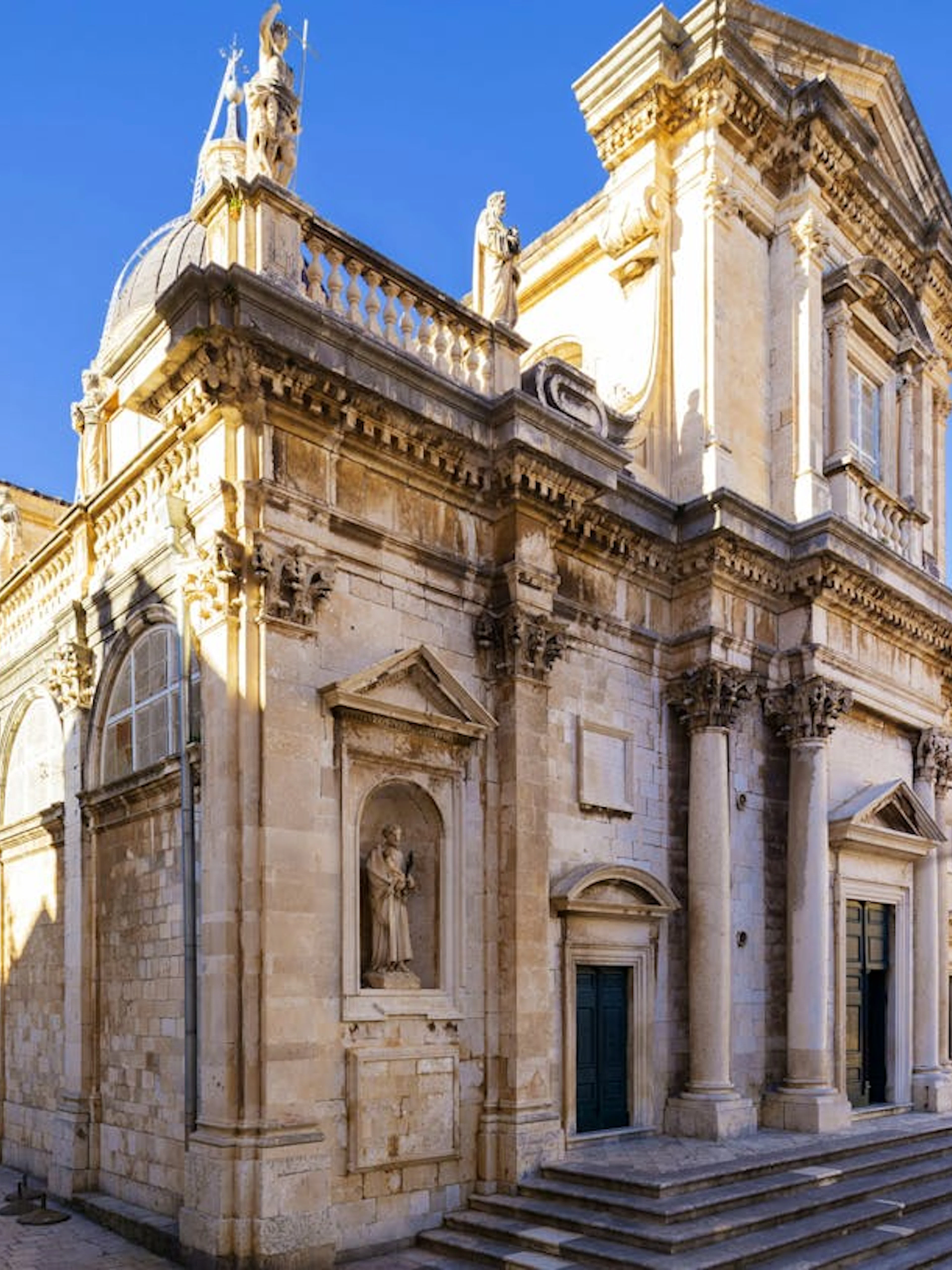 Dubrovnik Cathedral exterior with baroque architecture in Dubrovnik, Croatia.
