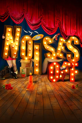 theater stage with actors performing Noises Off play in London theater