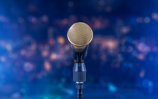 Microphone on stage at Jubin Nautiyal live concert.