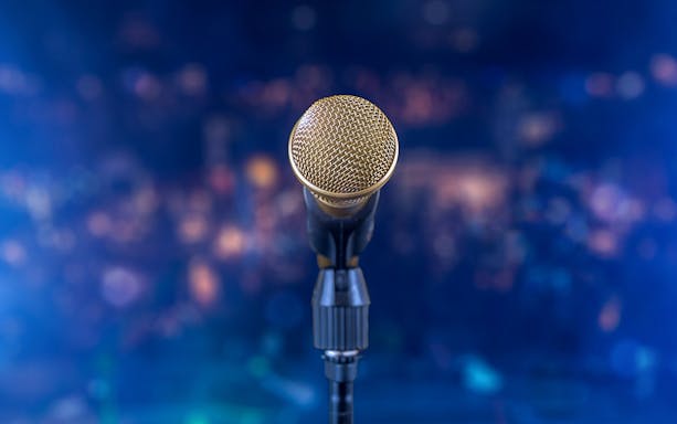 Microphone on stage at Jubin Nautiyal live concert.