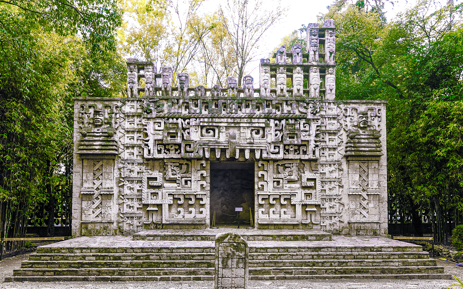 Reconstruction of a Maya temple facade at the Museum of Anthropology, Mexico City.