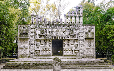 Reconstruction of a Maya temple facade at the Museum of Anthropology, Mexico City.