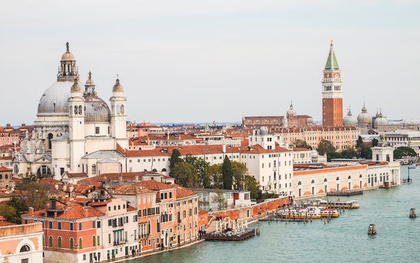 Venice skyline with Santa Maria della Salute and St. Mark's Campanile.
