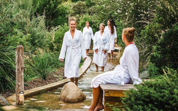 Visitors enjoying a hot springs walk at Mornington Peninsula.