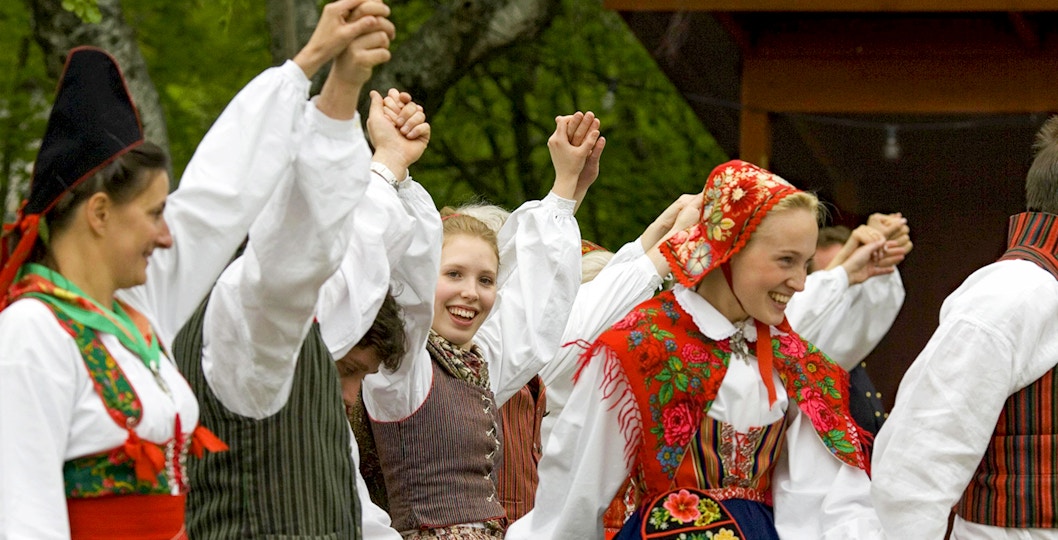 Cultural dances inside Skansen Open-Air Museum in Stockholm