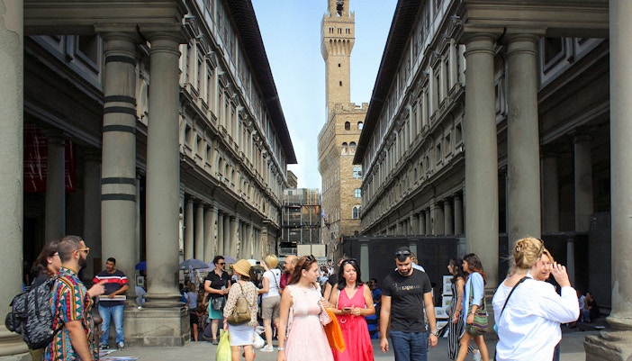 Visitantes com ingresso Galeria Uffizi, em Florença