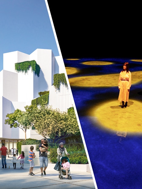 National History Museum Abu Dhabi exterior with visitors and unique architecture.