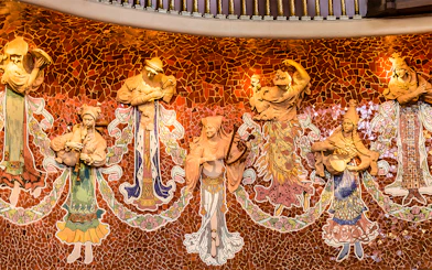 Mosaic and sculptures in Palau de la Música Catalana, Barcelona.