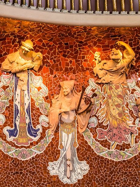 Mosaic and sculptures in Palau de la Música Catalana, Barcelona.