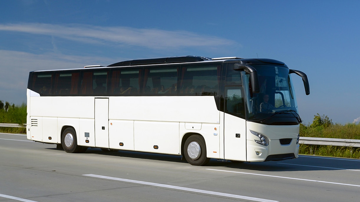 Bus on highway during transfer