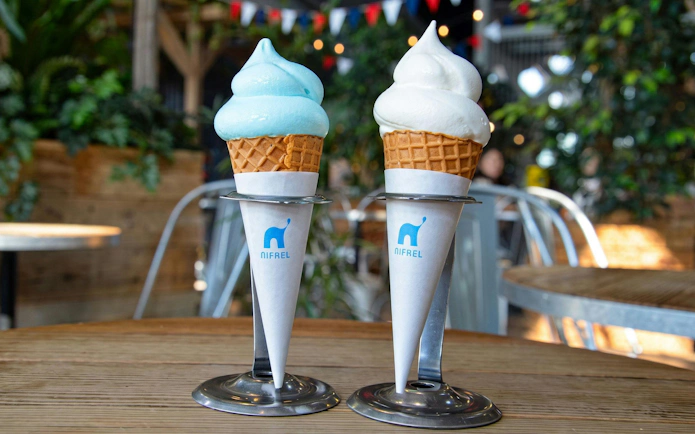 Two ice cream cones at NIFREL Interactive Aquazoo cafe.