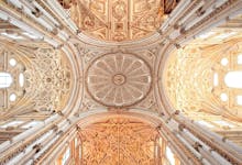 Cordoba Mosque Dome with intricate arches and ornate ceiling design in Cordoba, Spain.