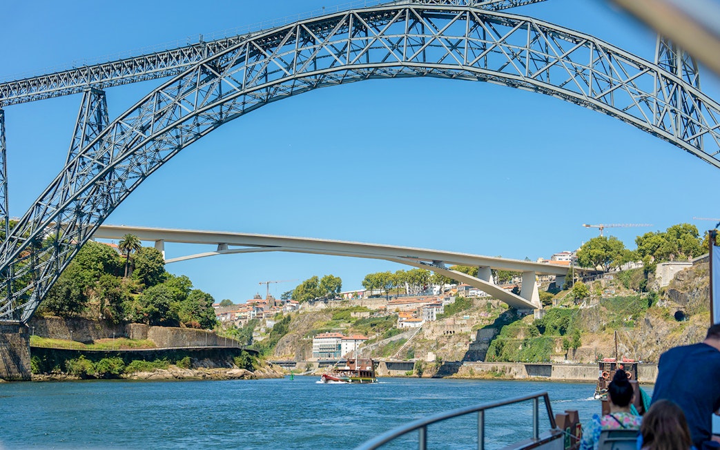 Ponte da Arrábida view from Douro River Cruise in Porto, Portugal.