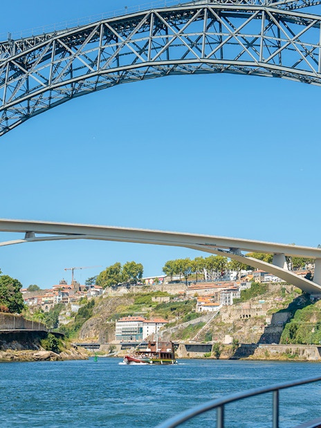 Ponte da Arrábida view from Douro River Cruise in Porto, Portugal.