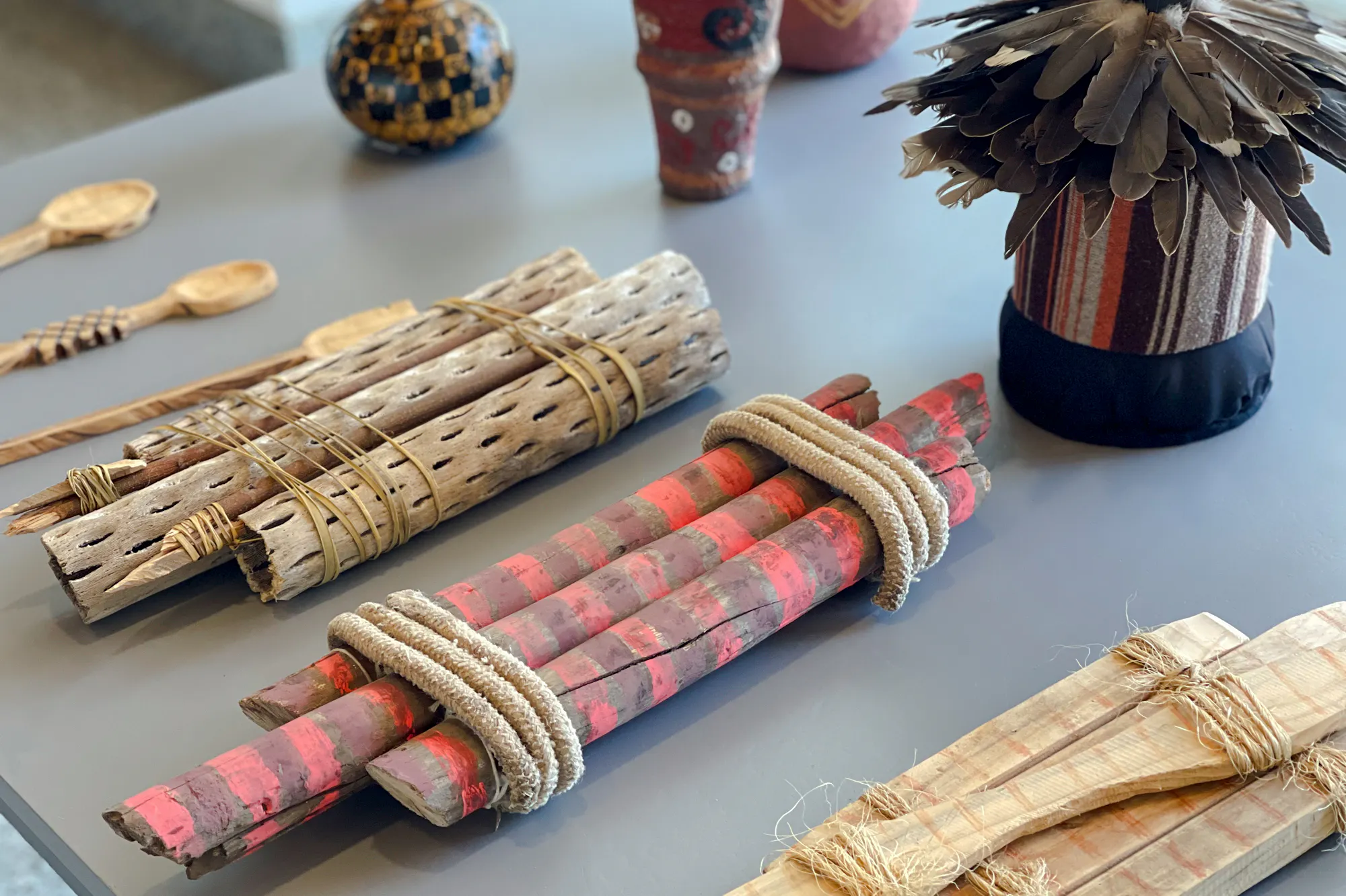 Traditional Chilean crafts displayed at Santa Rita Vineyard tour in Santiago.