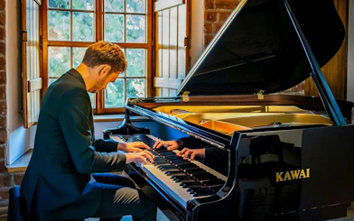 Pianist performing at Chopin Concert, Royal Castle Complex, Warsaw.