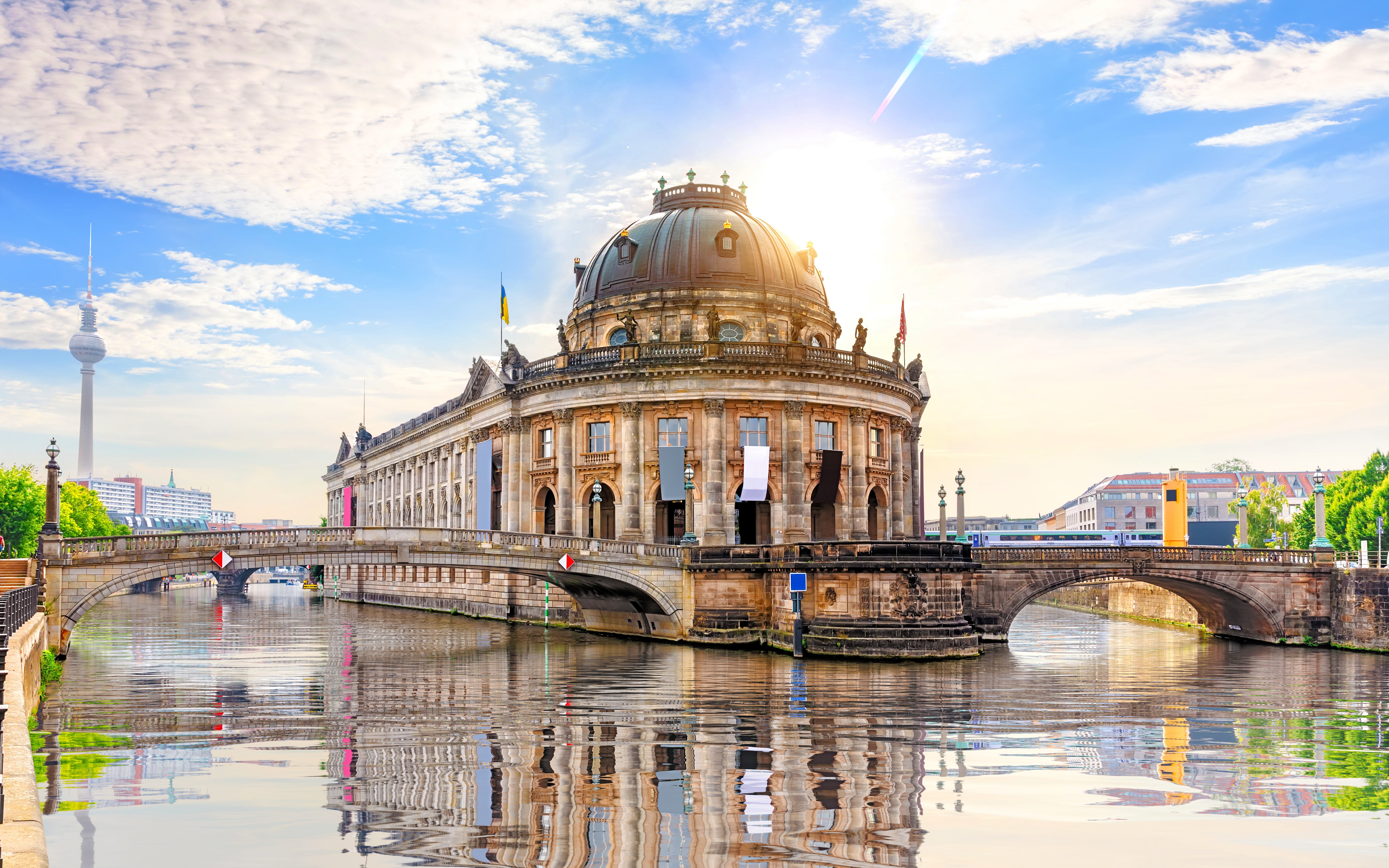 Bode Museum on Museum Island, Berlin with TV Tower in background.