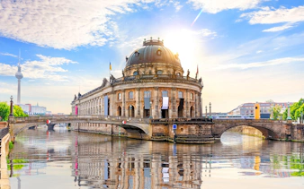Bode Museum on Museum Island, Berlin with TV Tower in background.