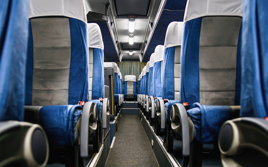 Skybus Hobart Airport Shuttle interior seating arrangement.
