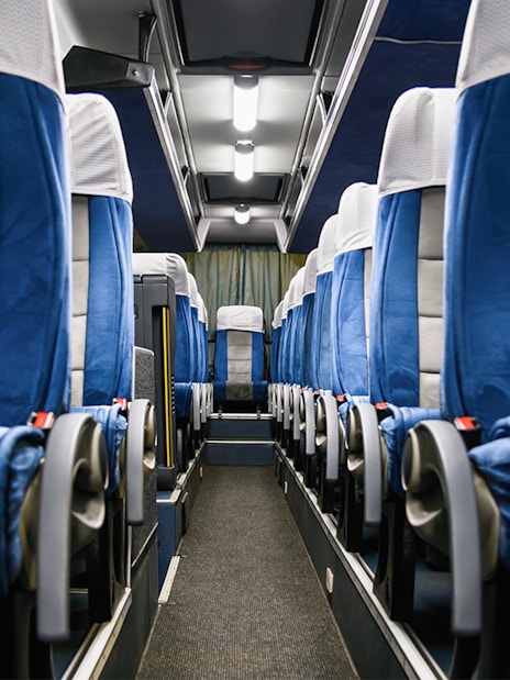 Skybus Hobart Airport Shuttle interior seating arrangement.
