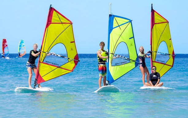 Windsurfers enjoying the water at Delta Neretva, Croatia.