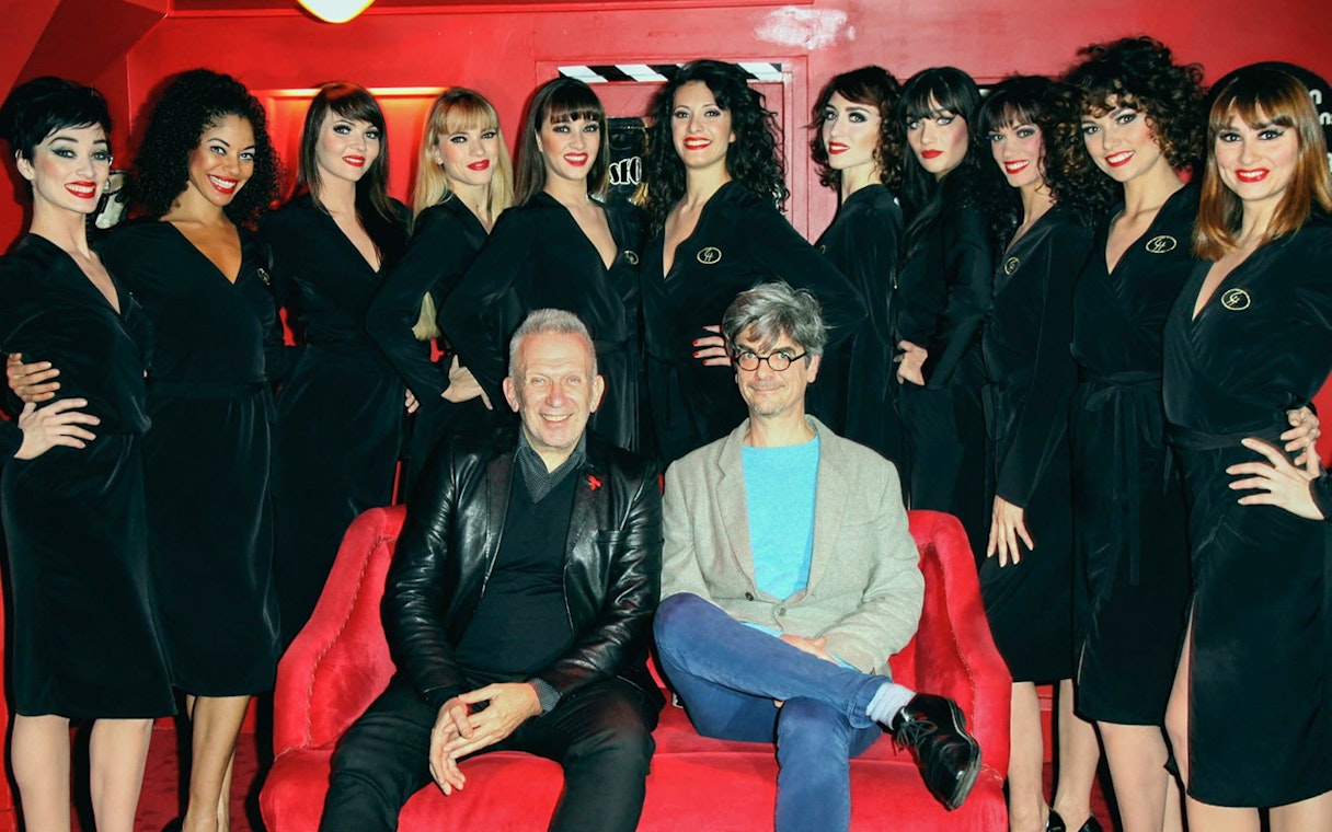 Performers with Jean-Paul Gaultier at Crazy Horse Show, Moulin Rouge, Paris.