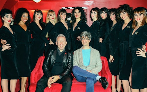 Performers with Jean-Paul Gaultier at Crazy Horse Show, Moulin Rouge, Paris.
