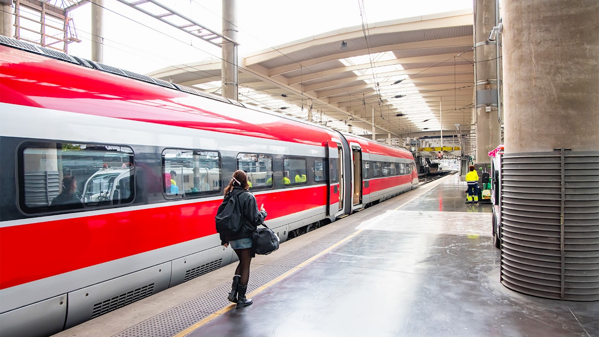 Getting to PortAventura by a red train