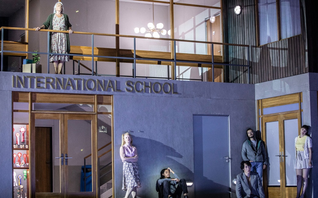 Scene from "Innocence" Broadway show at an international school setting.