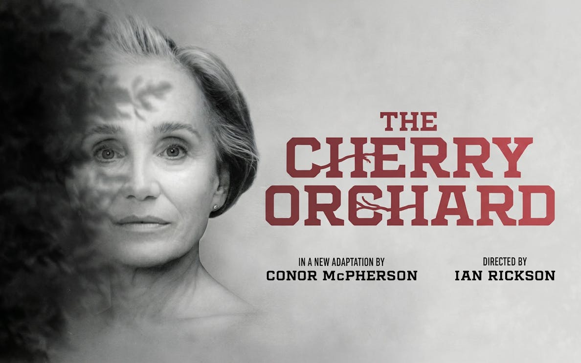 The Cherry Orchard" Westend poster with a woman's face and text.