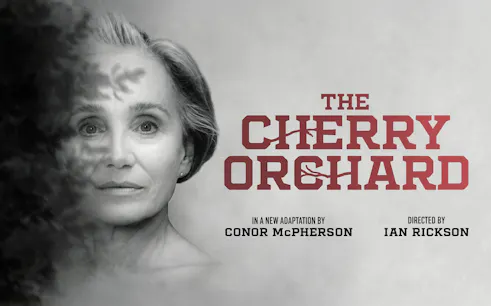 The Cherry Orchard" Westend poster with a woman's face and text.