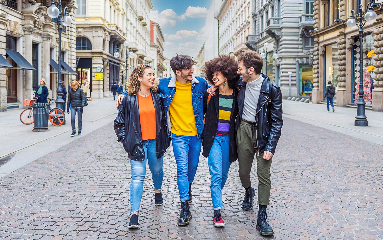 Milan Cathedral with tourists during city walk tour.