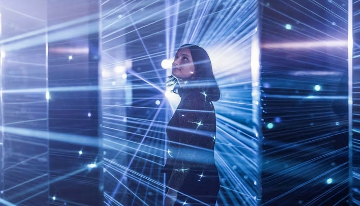 ArtScience Museum's "Mirror Mirror" exhibit with reflective installations in Singapore.