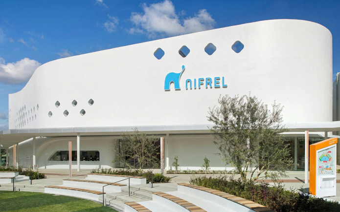 NIFREL Interactive Aquazoo exterior with modern architecture in Osaka, Japan.