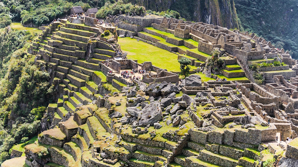 Machu Picchu stone quarry with ancient Inca construction techniques.