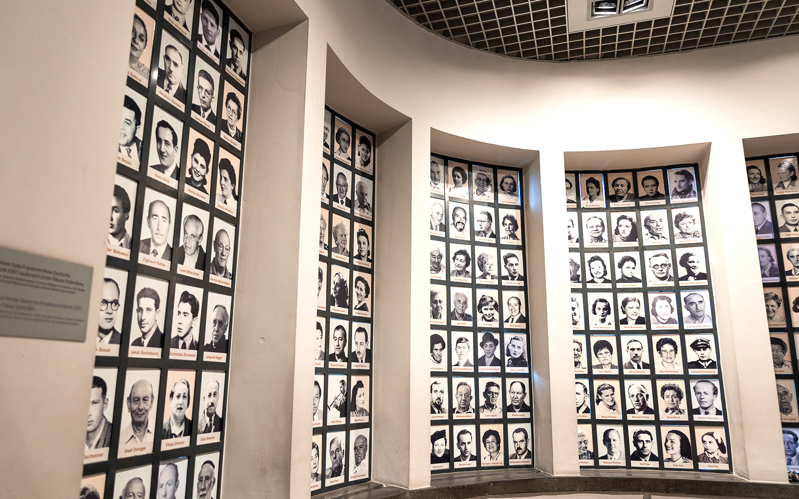Portraits of employees displayed at Oskar Schindler's Factory in Krakow, Poland.