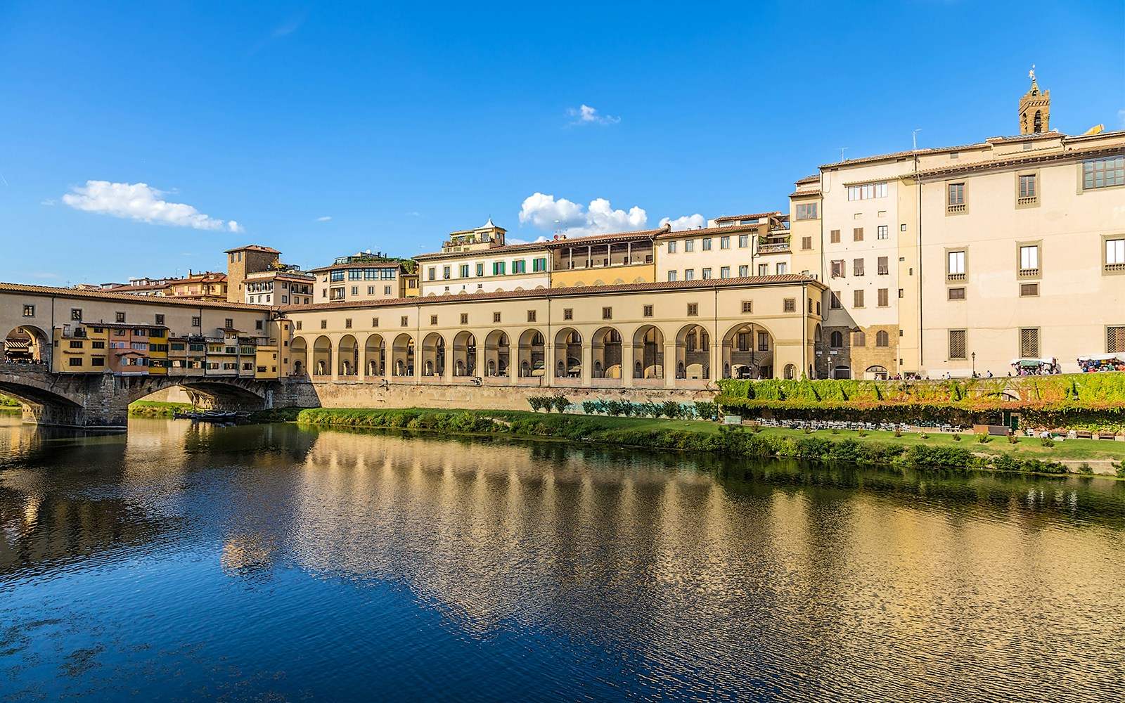 Vasari Corridor view from Uffizi Gallery, Florence, Italy.
