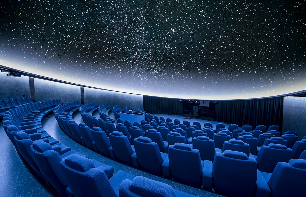 Planetarium interior at Hemisfèric, Valencia's City of Arts and Sciences complex.