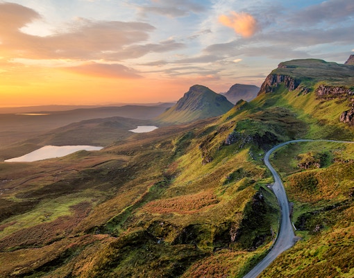 Loch Ness and Glencoe landscape at sunset on a guided tour from Edinburgh through the Scottish Highlands.
