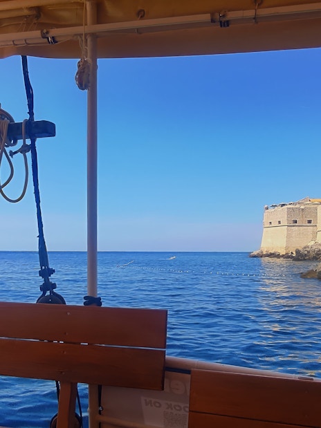 View of Dubrovnik's city walls from a lunch cruise boat.