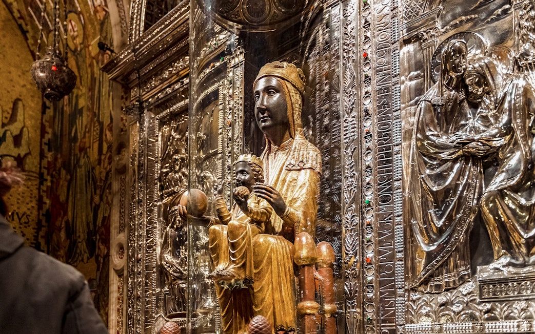 Black Madonna statue in Montserrat Monastery, Catalonia, Spain.