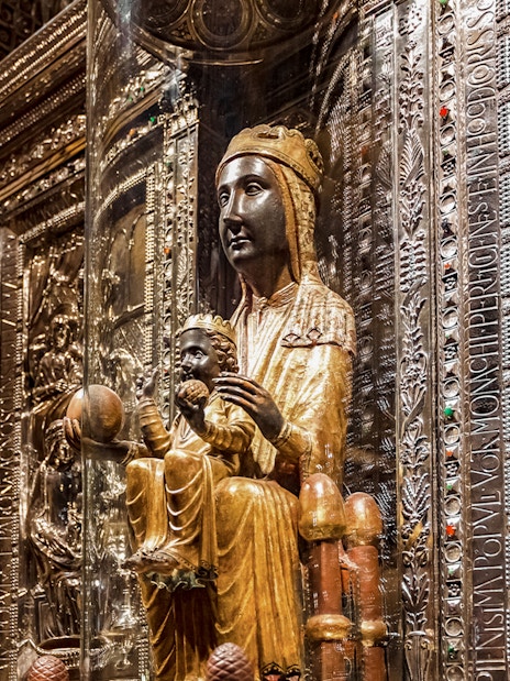 Black Madonna statue in Montserrat Monastery, Catalonia, Spain.