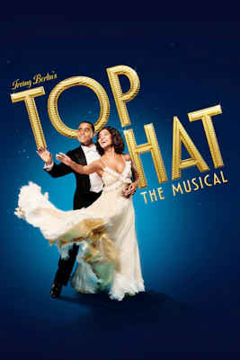 Dancers in elegant attire performing for "Top Hat" musical.