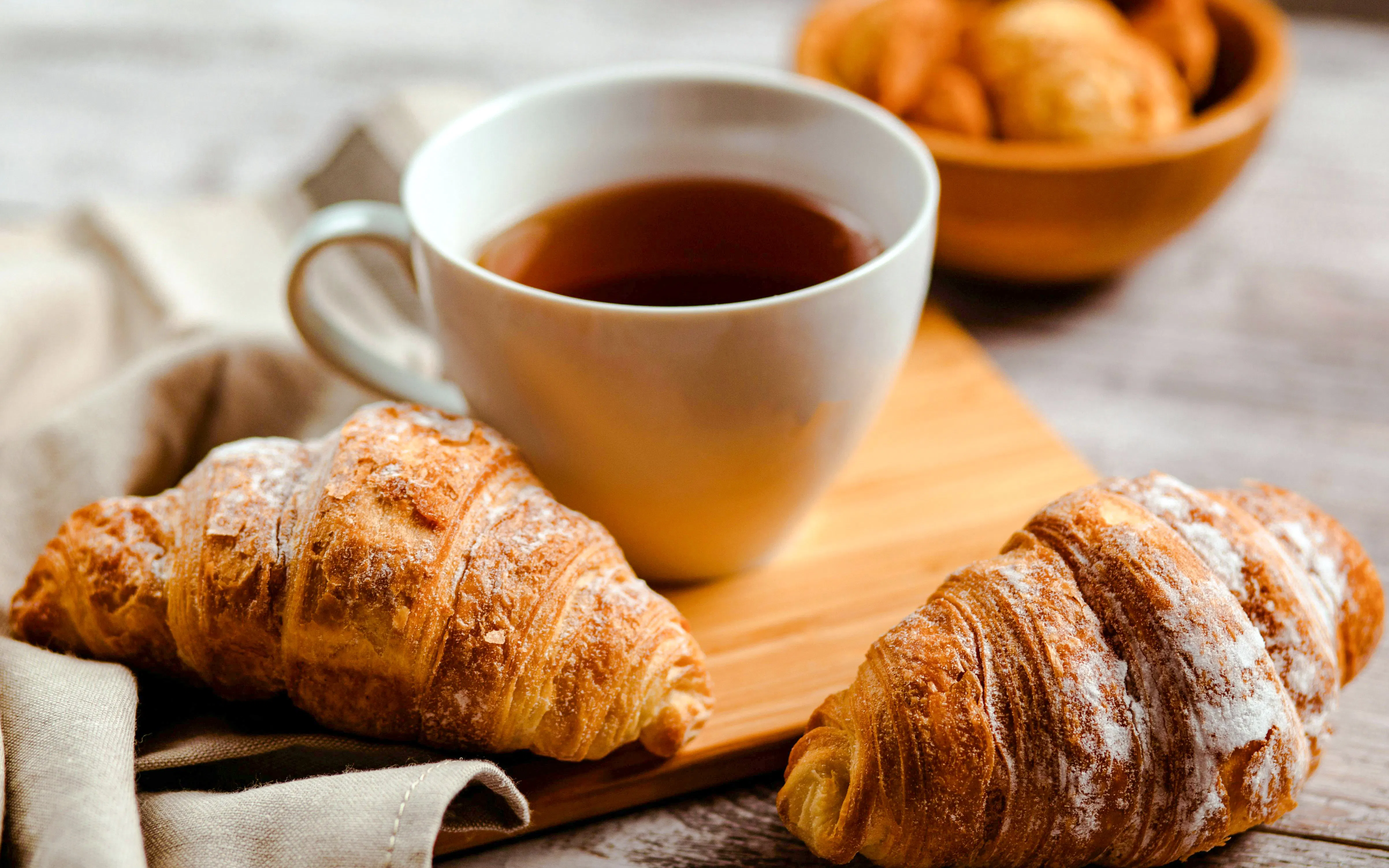 Tea and croissants at Shakespeare and Company Café, Paris.