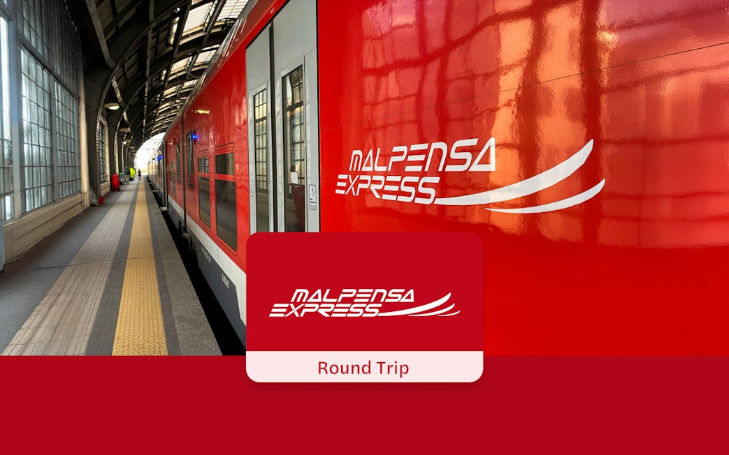 Malpensa Express train at Milan Cadorna Station platform.