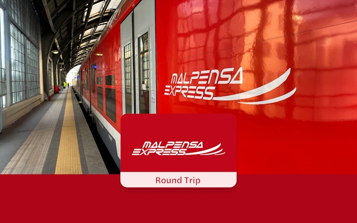 Malpensa Express train at Milan Cadorna Station platform.